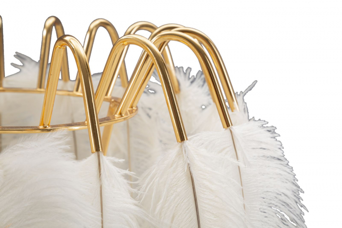 Lampa de masa Feather, metal/pene, auriu/alb [3]