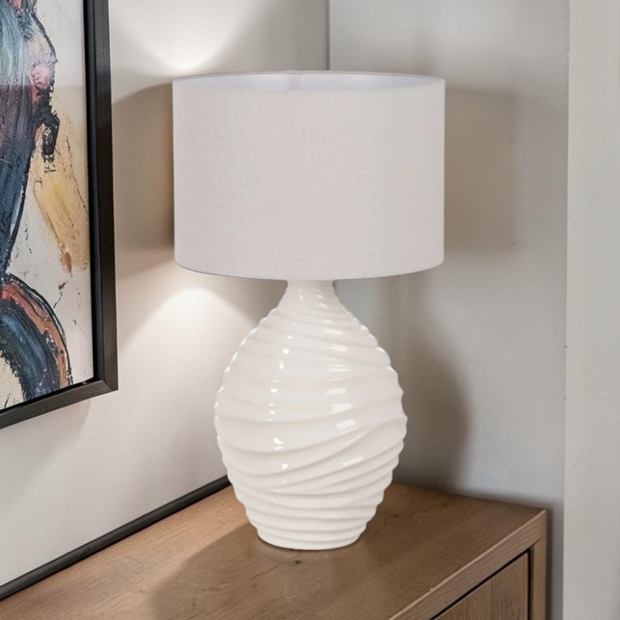 Lampa ceramica alba inalta pentru decor simetric|Lampi decorative pentru interioare moderne [2]