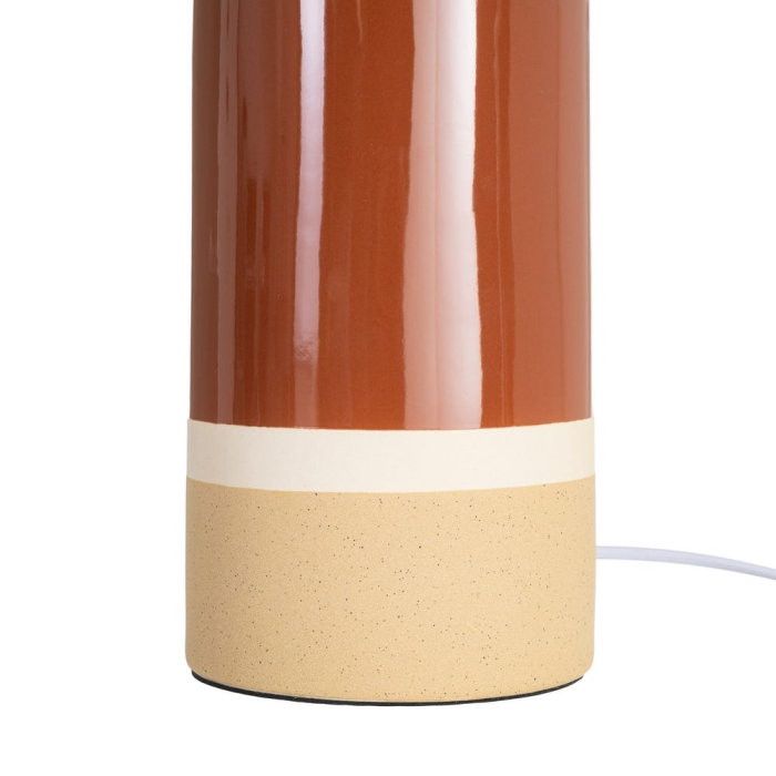 Lampă de masă înaltă din ceramică teracotă cu abajur tip ratan [4]