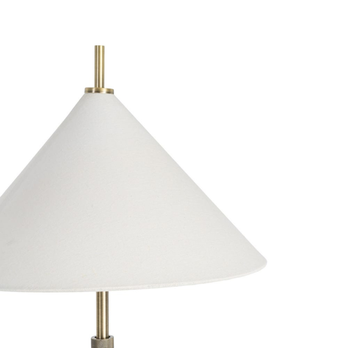 Lampă de masă înaltă din metal auriu cu abajur din stofă albă [2]