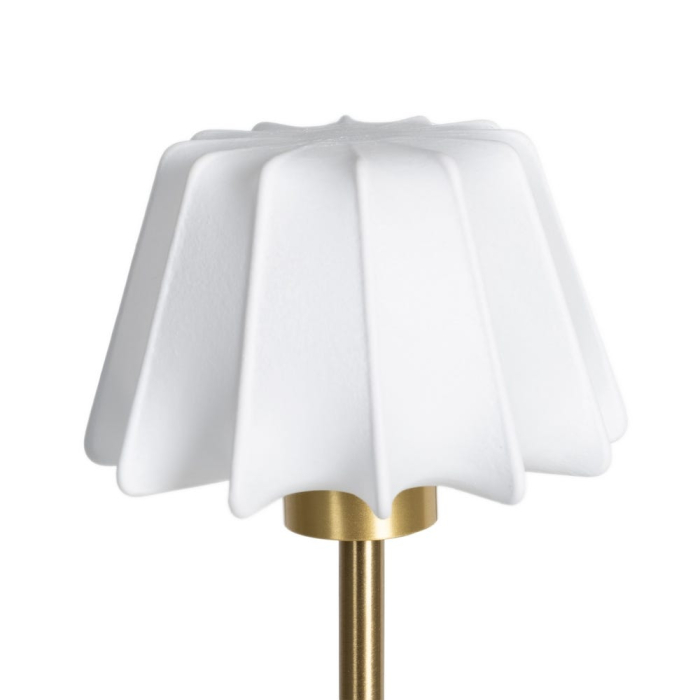 Lampă LED cu abajur floral din material textil alb [3]