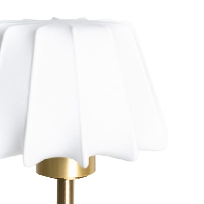Lampă LED cu abajur floral din material textil alb [2]