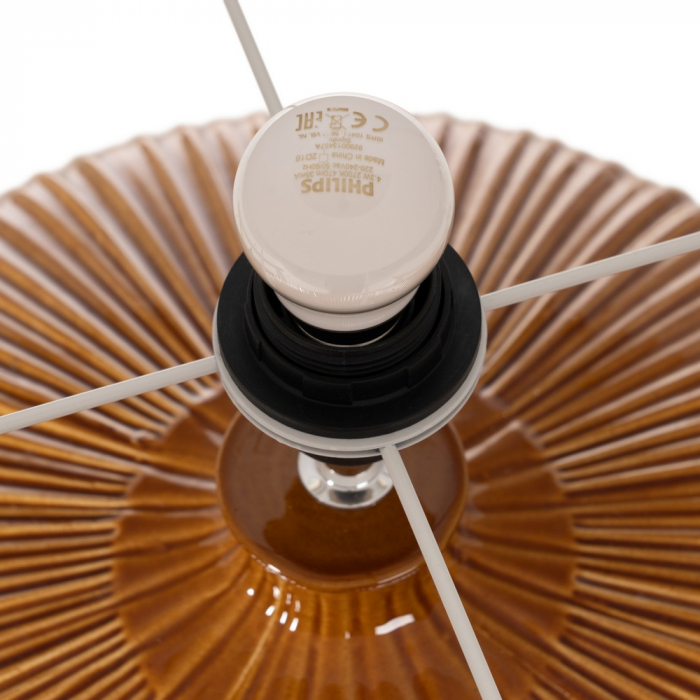 Lampa ocru ceramica cu abajur pentru decor de impact|Lampi mari pentru interioare vibrante [5]