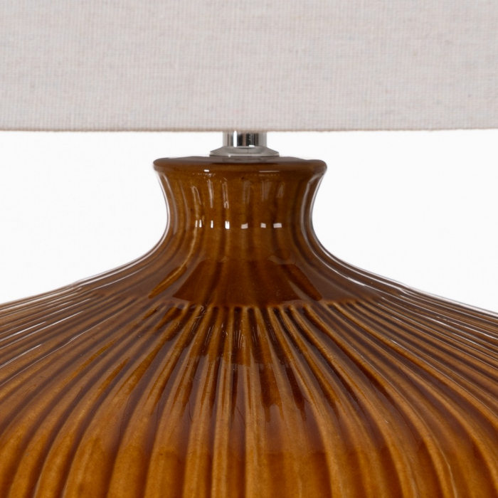 Lampa ocru ceramica cu abajur pentru decor de impact|Lampi mari pentru interioare vibrante [4]