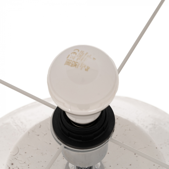 Lampa mare teracota alba cu abajur din in|Lampi voluminoase pentru decor rafinat [5]