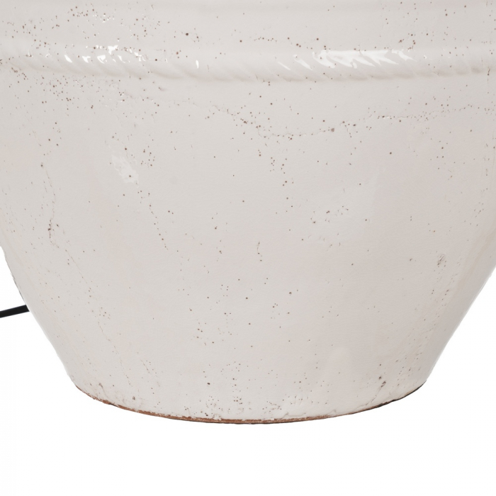 Lampa mare teracota alba cu abajur din in|Lampi voluminoase pentru decor rafinat [7]