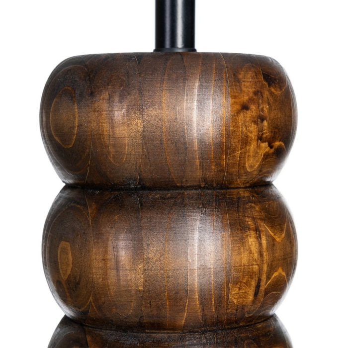 Lampă de masă maro cu bază din lemn și abajur din bumbac [5]