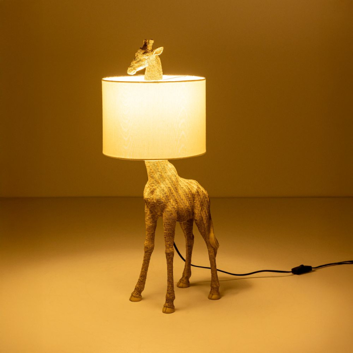 Lampă de masă cu abajur textil crem și bază naturală GIRAFFA [3]