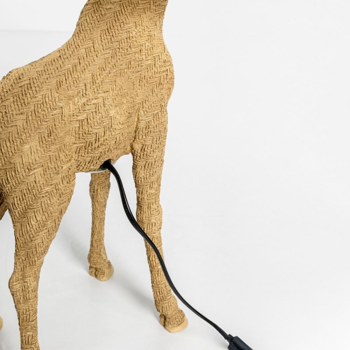 Lampă de masă cu abajur textil crem și bază naturală GIRAFFA [5]