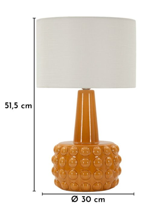 Lampă de masă mustar bază texturată buline abajur alb [6]