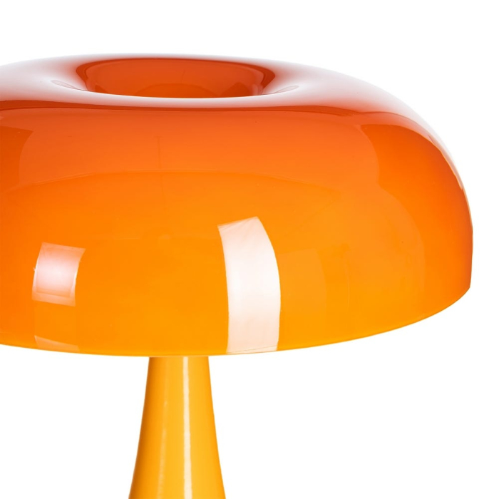 Lampă de masă portocalie cu bază metalică și abajur din sticlă [3]