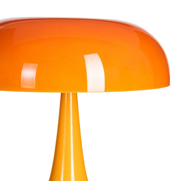 Lampă de masă portocalie cu bază metalică și abajur din sticlă [2]