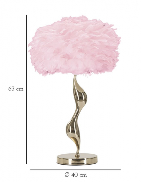 Lampa de masa roz | Veioza cu pene glamour CreativDeco [7]