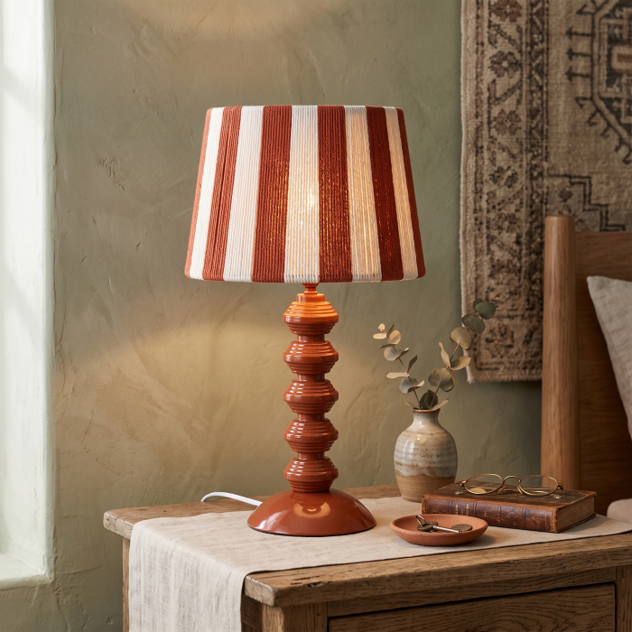 Lampă de masă terracotta cu abajur în dungi [2]