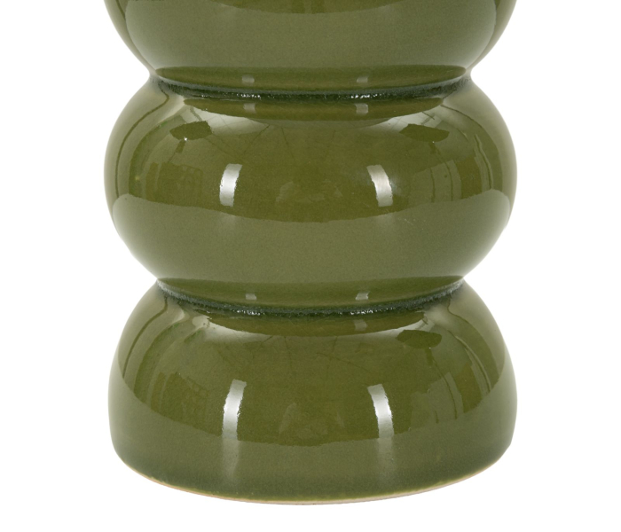 Lampă de masă verde bază rotunjită abajur alb [4]