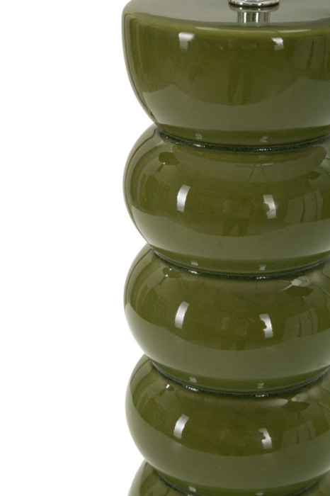 Lampă de masă verde bază rotunjită abajur alb [3]