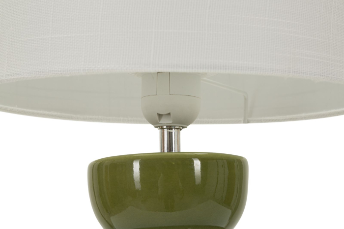 Lampă de masă verde bază rotunjită abajur alb [2]