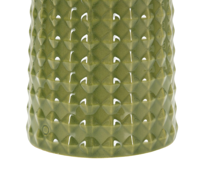 Lampă de masă verde bază conică texturata abajur alb [4]