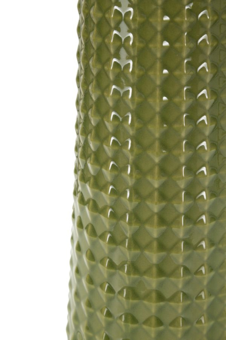 Lampă de masă verde bază conică texturata abajur alb [3]