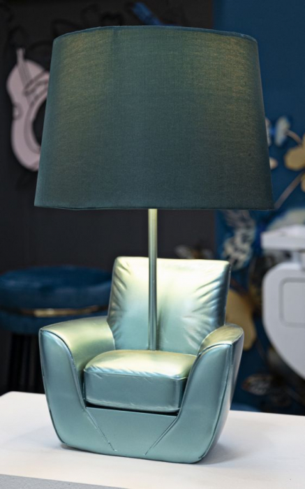 Veioza turcoaz Midcentury design unic CreativDeco [2]