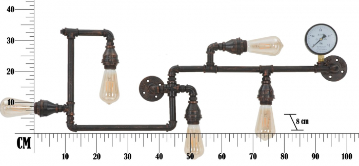 Aplica industriala Manhattan 5 becuri CreativDeco lampa perete din tevi [15]