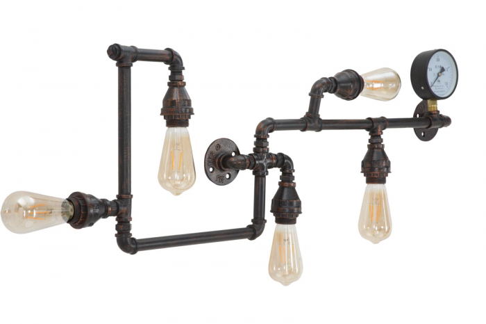 Aplica industriala Manhattan 5 becuri CreativDeco lampa perete din tevi [12]