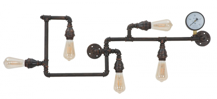 Aplica industriala Manhattan 5 becuri CreativDeco lampa perete din tevi [9]