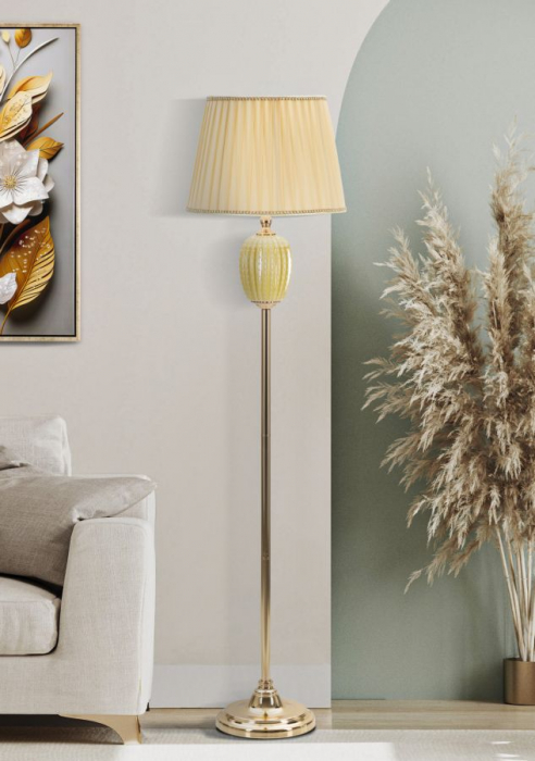 Lampa aurie podea abajur plisat CreativDeco [2]