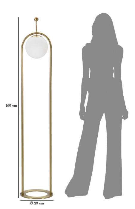 Lampa aurie podea arc abajur sferic alb CreativDeco [6]