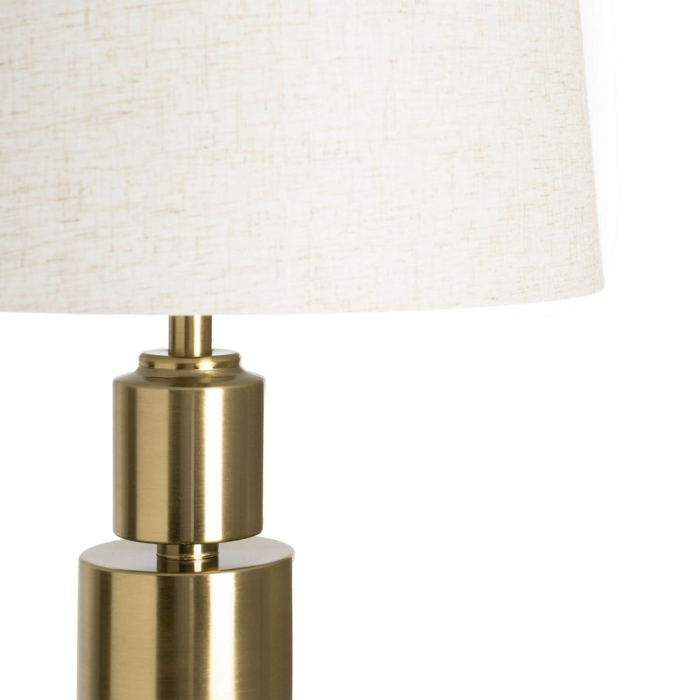Lampă de podea aurie cu corp decorativ geometric [2]