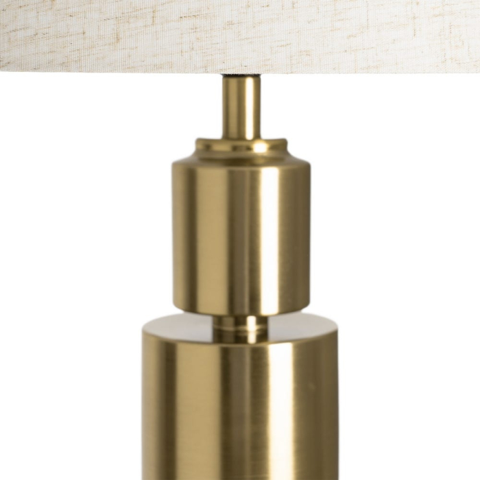 Lampă de podea aurie cu corp decorativ geometric [4]
