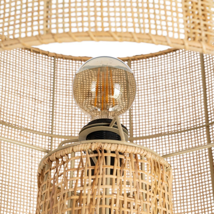 Lampă de podea din ratan natural cu abajur cilindric și bază conică – fotografie produs principal [4]