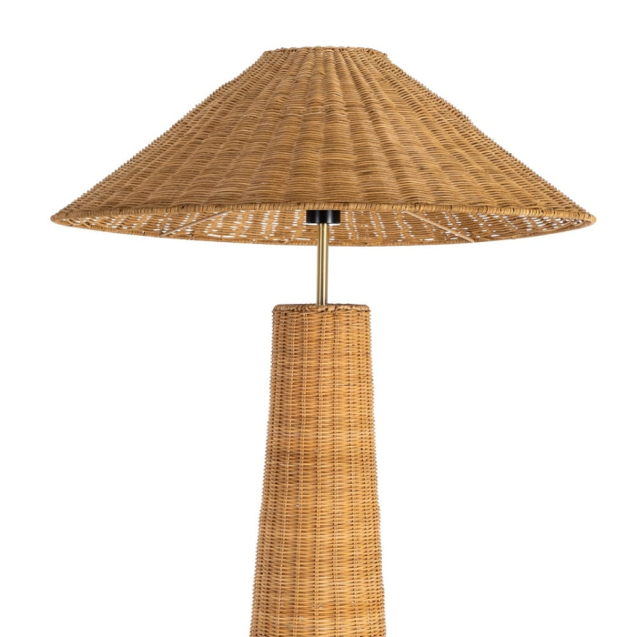 Lampă de podea din ratan natural cu abajur conic și bază în formă de trunchi de con – fotografie produs principal [2]