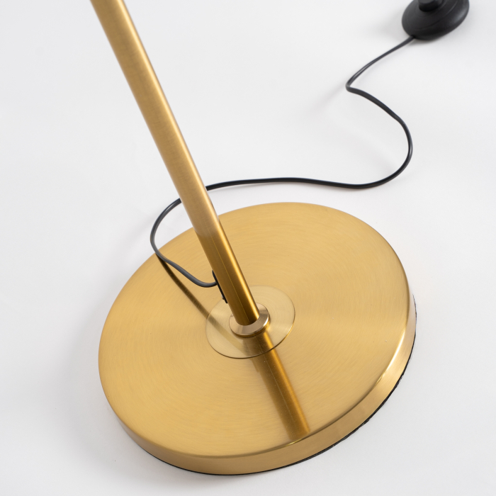 Lampă de podea din sticlă bordo cu structură aurie [3]