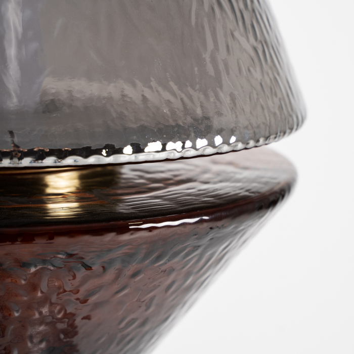 Lampă de podea din sticlă gri și metal auriu cu design sculptural [3]