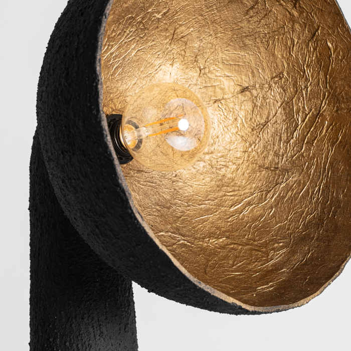 Lampa de podea sculpturala din rasina neagra cu interior placat auriu si silueta alungita Lierop 41x32x163 cm [2]