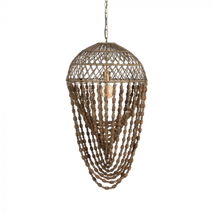 Lustra Boema cu Margele Lemn CreativDeco - Accente Unice Decor [1]