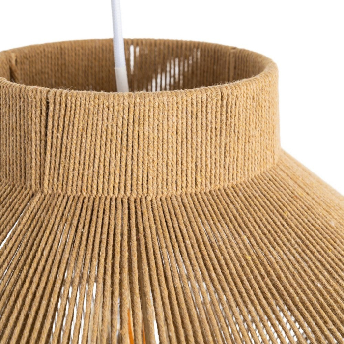 Lampă de tavan din sfoară de hârtie naturală – abajur tip lanternă geometrică pe structură metalică [5]
