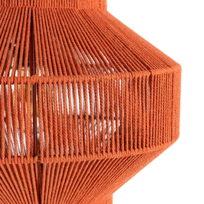 Lampă de tavan din sfoară de hârtie teracota – abajur tip lanternă geometrică pe structură metalică [2]