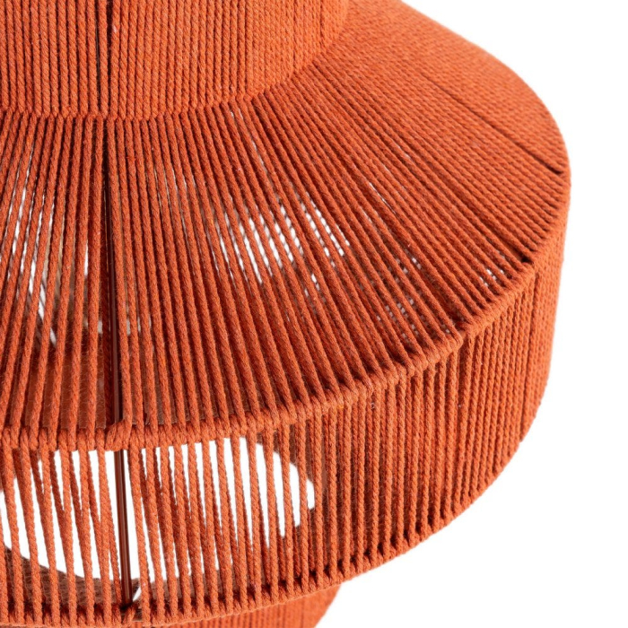 Lampă de tavan din sfoară de hârtie teracota – abajur tip lanternă geometrică pe structură metalică [3]