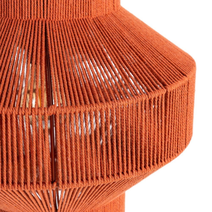 Lampă de tavan din sfoară de hârtie teracota – abajur tip lanternă geometrică pe structură metalică [5]