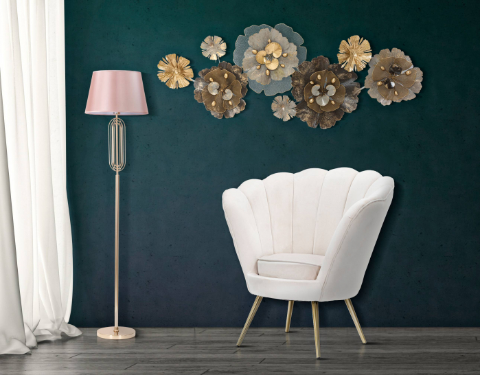 Lampadar Krista, auriu roz, metal/textil - CreativDeco.ro [2]