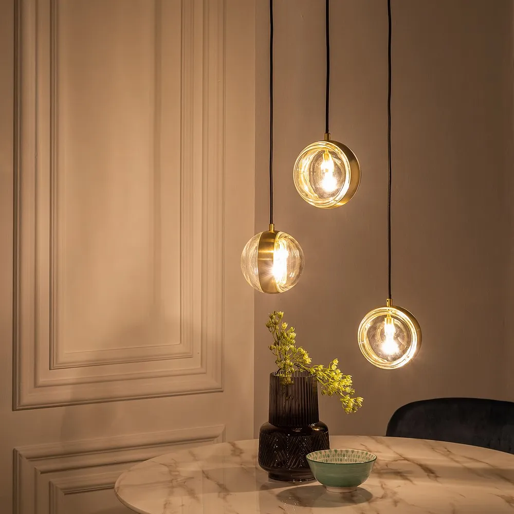 Lampa Suspendata 3 Globes, Metal Auriu Sticla - CreativDeco.ro [2]