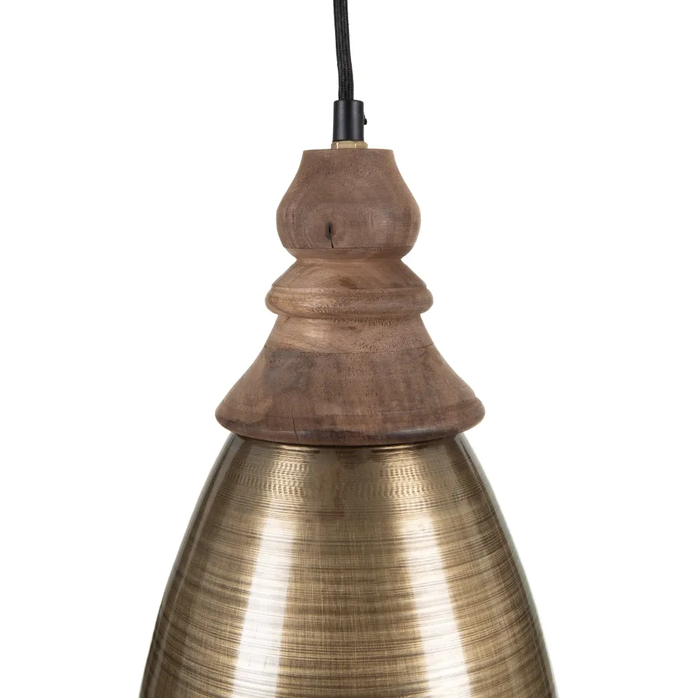 Lampa suspendata Aged gold, fier lemn, auriu [3]