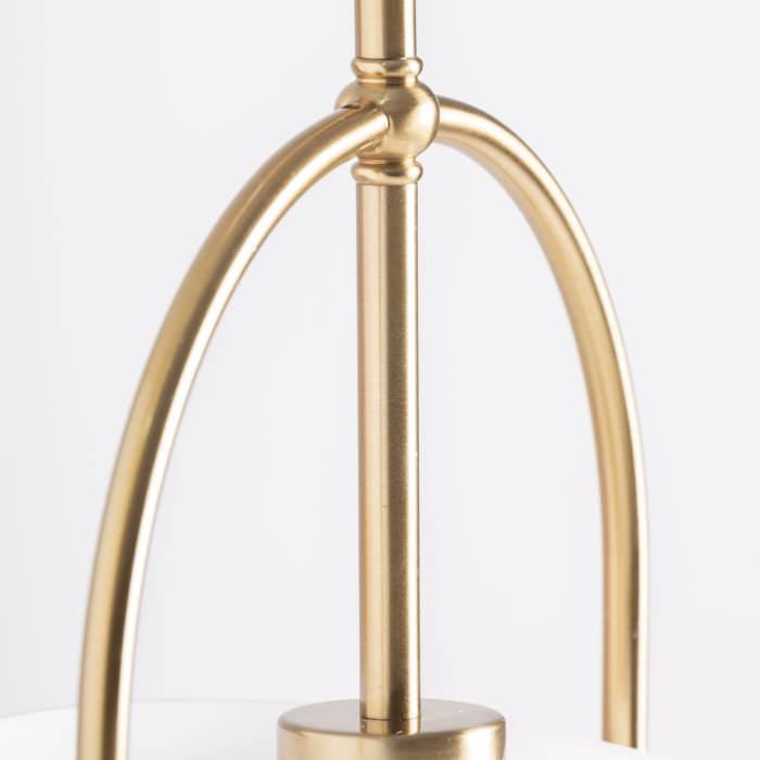 Lampă suspendată art deco din sticlă albă și oțel auriu Kihe [4]