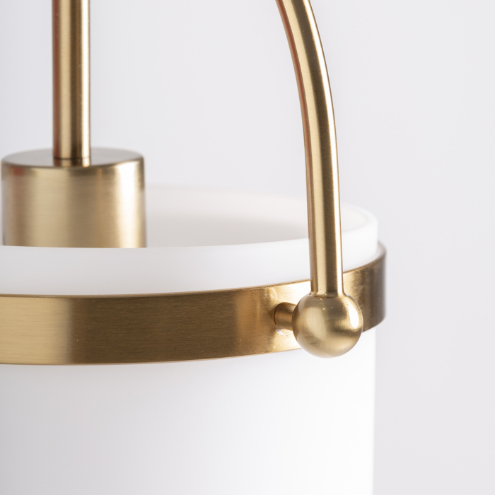 Lampă suspendată art deco din sticlă albă și oțel auriu Kihe [3]