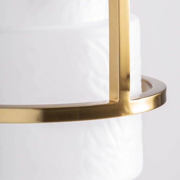 Lampă suspendată art deco din sticlă albă texturată și oțel auriu Lalie [4]