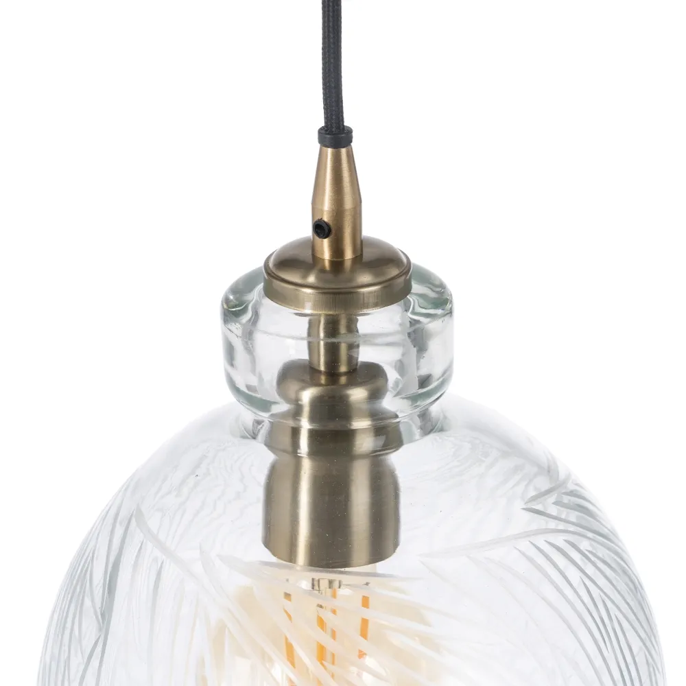 Lampa suspendata Cristal, sticla/metal, transparent/auriu, Ixia [2]