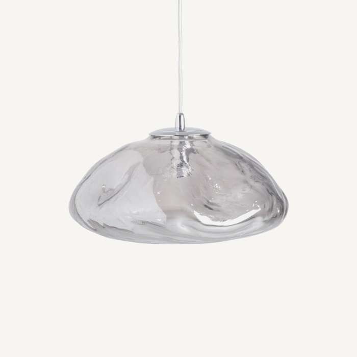 Lampa suspendată cu abajur din cristal fumuriu cu formă organică joasă. [2]