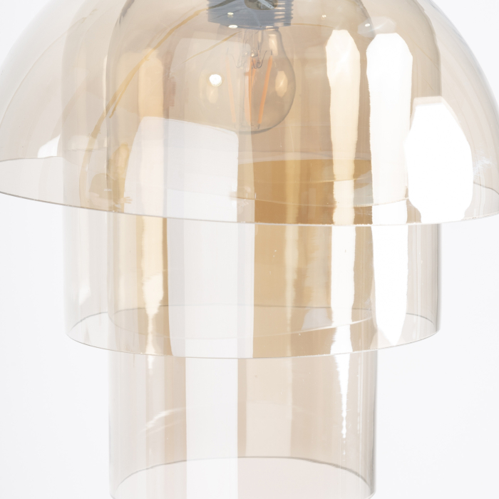 Lampă suspendată cu abajur stratificat din cristal fumuriu gri și ambra [3]